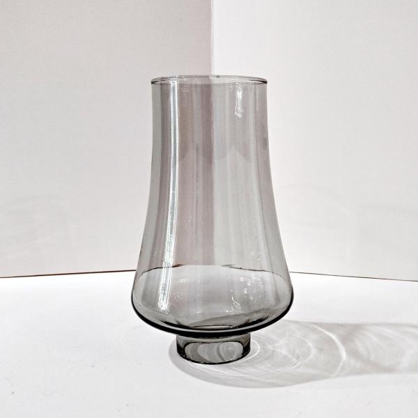 Vintage MCM Smoke Gray Glass Hurricane Candle Chimney, MCM Smoky Grey Glass Oil Lamp Globe Shade