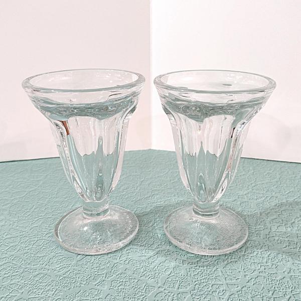 Vintage Retro Ice Cream Footed Sundae Dessert Glasses, Vintage Fountainware