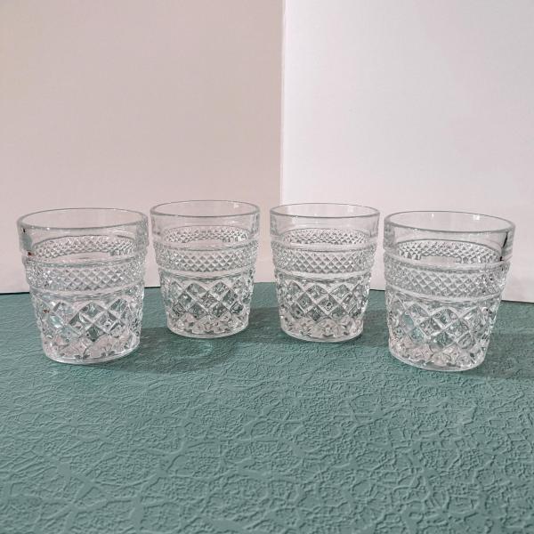 Vintage Wexford 9 Ounce Whiskey Rocks Glasses, Old Fashioned Glasses, Retro Lowball Glasses, Set of Four